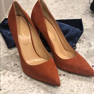 Sergio Rossi suede burnt orange pumps